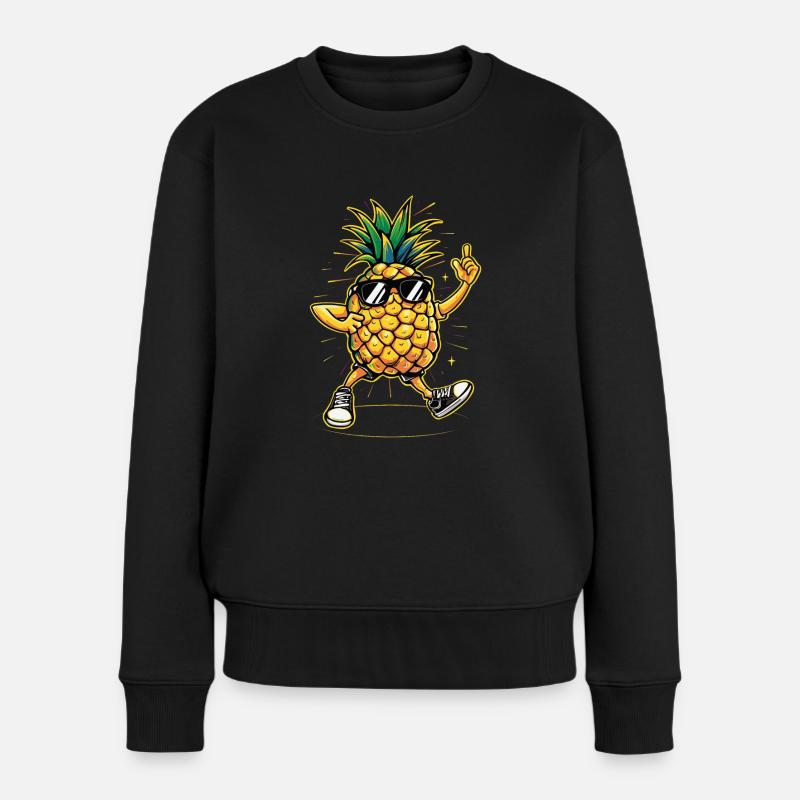 Ananas - Frauen Premium Bio Pullover - Schwarz