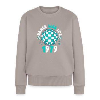Disco Groovy Hippie 70s 80er Vintage Siebziger - Frauen Premium Bio Pullover - Taupe - Vorne - Julia (174cm)