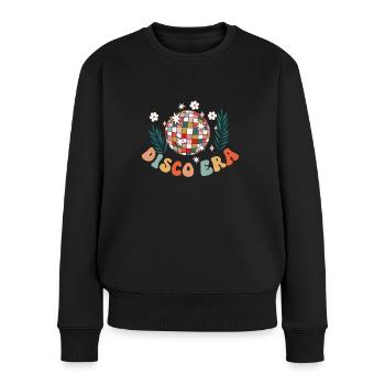Disco Groovy Hippie 70s 80er Vintage Siebziger - Frauen Premium Bio Pullover - Schwarz - Vorne - Julia (174cm)