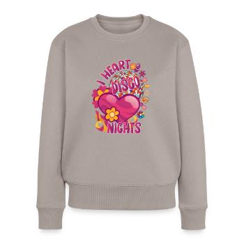 Disco Groovy Hippie 70s 80er Vintage Siebziger - Frauen Premium Bio Pullover - Taupe - Vorne - Julia (174cm)