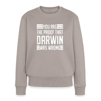 Grumpy Darwin Darwinism Misanthrope - Frauen Premium Bio Pullover - Taupe - Vorne - Julia (174cm)