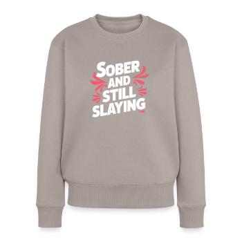Genesung Nach Alkoholabhängigkeit Nüchternheit Aa - Frauen Premium Bio Pullover - Taupe - Vorne - Julia (174cm)