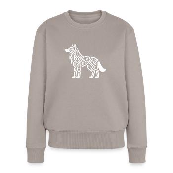 Pétroglyphe Art rupestre ancien Rock dessin indien - Pull Premium bio Femme - taupe - Devant - Julia (174cm)