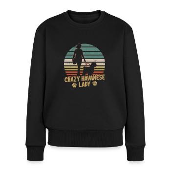 Crazy Havanese Lady Dog Owner Havaneser Mom - Frauen Premium Bio Pullover - Schwarz - Vorne - Julia (174cm)