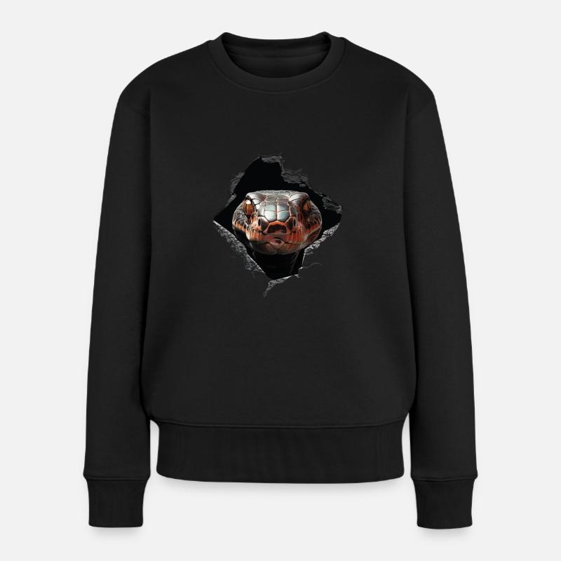 Schlange - Frauen Premium Bio Pullover - Schwarz