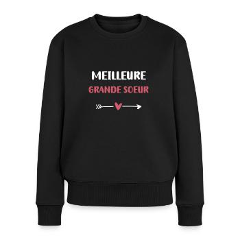 meilleure grande soeur coeur - Pull Premium bio Femme - noir - Devant - Julia (174cm)