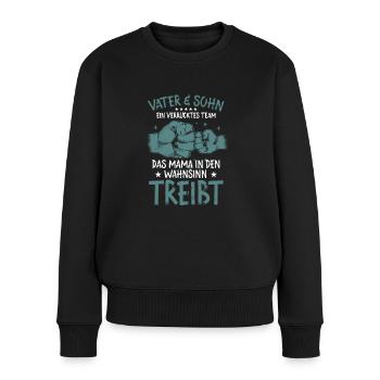 Father & Son a Crazy Team Partner Look - Women's Premium Organic Jumper - black - Front - Julia (174cm)