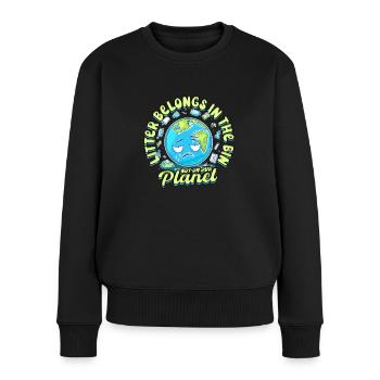 Environmental Protection Litter Belongs In The Bin - Women's Premium Organic Jumper - black - Front - Julia (174cm)