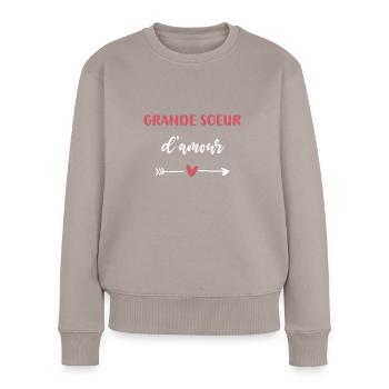 Big Sister Love Heart - Women's Premium Organic Jumper - taupe - Front - Julia (174cm)