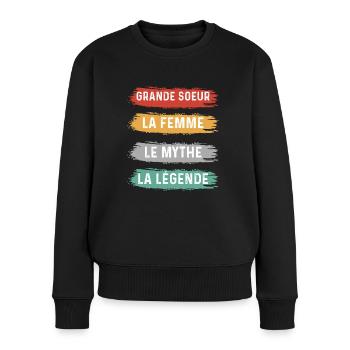 grande soeur femme mythe légende - Pull Premium bio Femme - noir - Devant - Julia (174cm)