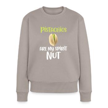 Les pistaches sont à moi - Pull Premium bio Femme - taupe - Devant - Julia (174cm)