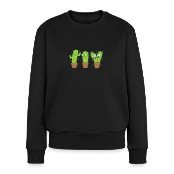 lustige Kakteen - Frauen Premium Bio Pullover - Schwarz - Vorne - Julia (174cm)