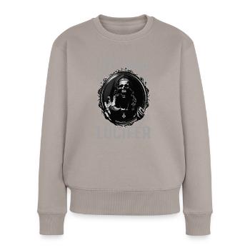 Live Love Luzifer Goth Festival Death Metal - Frauen Premium Bio Pullover - Taupe - Vorne - Julia (174cm)