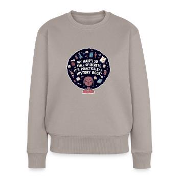 Historische Schätze Haarillustration - Frauen Premium Bio Pullover - Taupe - Vorne - Julia (174cm)