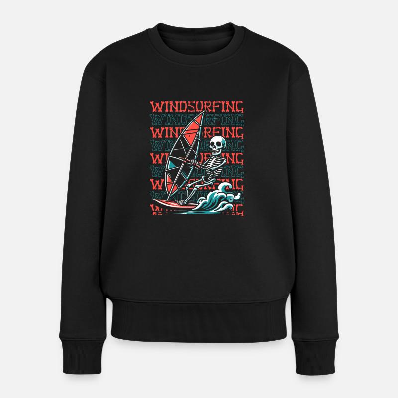 Windsurfen Windsurfer - Frauen Premium Bio Pullover - Schwarz