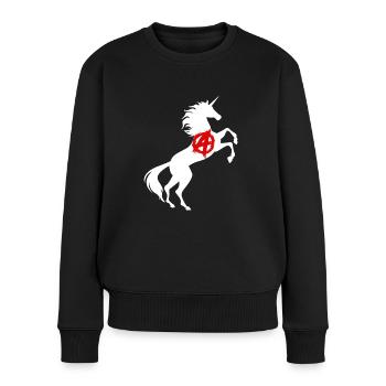 Einhorn Anarchie Symbol T-Shirt Anarchismus Magisch - Frauen Premium Bio Pullover - Schwarz - Vorne - Julia (174cm)