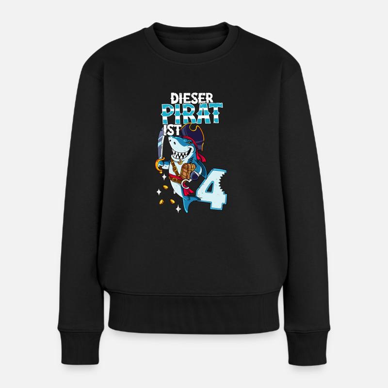 4. Geburtstag Piraten - Frauen Premium Bio Pullover - Schwarz