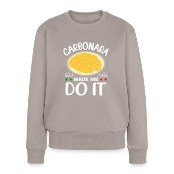 Italie Pâtes carbonara - Pull Premium bio Femme - taupe - Devant - Julia (174cm)