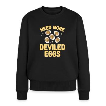 Gefüllte Eier Deviled Eggs - Frauen Premium Bio Pullover - Schwarz - Vorne - Julia (174cm)