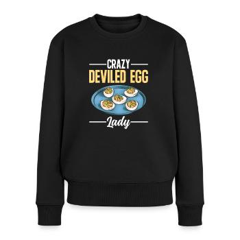Gefüllte Eier Deviled Eggs - Frauen Premium Bio Pullover - Schwarz - Vorne - Julia (174cm)