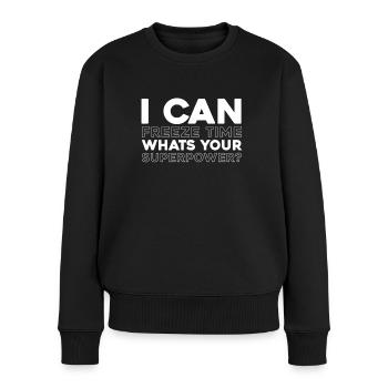 Fotograf Fotografie Kamera - Frauen Premium Bio Pullover - Schwarz - Vorne - Julia (174cm)