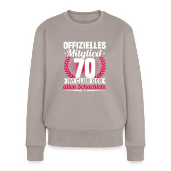 70. Geburtstag Frau, 70 Jahre alt Geburtstag - Frauen Premium Bio Pullover - Taupe - Vorne - Julia (174cm)