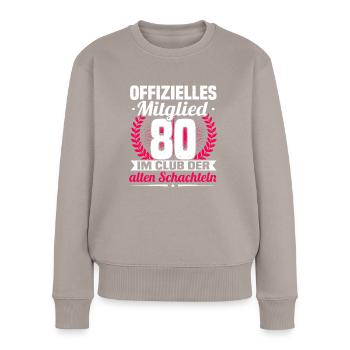 80. Geburtstag Frau, 80 Jahre alt Geburtstag - Frauen Premium Bio Pullover - Taupe - Vorne - Julia (174cm)