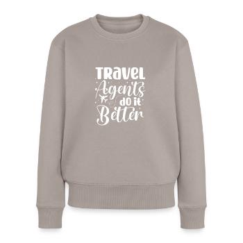 Les agents de voyages le font mieux Agent de voyages - Pull Premium bio Femme - taupe - Devant - Julia (174cm)