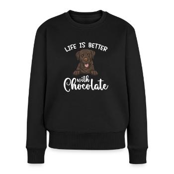 Chocolate Brown Labrador Retriever Dog - Women's Premium Organic Jumper - black - Front - Julia (174cm)