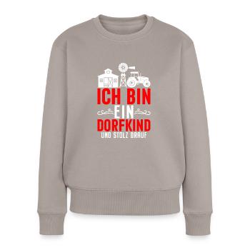 Dorfkind Stolz Drauf - Frauen Premium Bio Pullover - Taupe - Vorne - Julia (174cm)