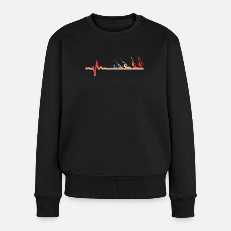 Planche à voile Windsurfer Ekg Heartbeat - Pull Premium bio Femme - noir