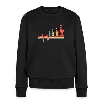 K Pop Kpop Korean Pop Ekg Heartbeat - Frauen Premium Bio Pullover - Schwarz - Vorne - Julia (174cm)