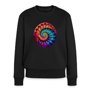 Ammonit Fossil Paläontologie Pop Art - Frauen Premium Bio Pullover - Schwarz - Vorne - Julia (174cm)