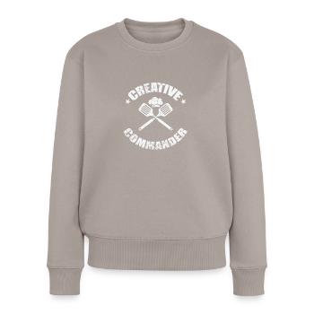 Creative Commander - Frauen Premium Bio Pullover - Taupe - Vorne - Julia (174cm)
