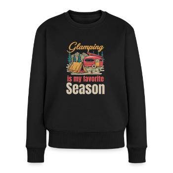 Le Glamping est ma saison préférée - Pull Premium bio Femme - noir - Devant - Julia (174cm)