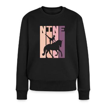 Liebt Pferd Voltigieren Geschenk - Frauen Premium Bio Pullover - Schwarz - Vorne - Julia (174cm)