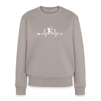 Archer Tir à l’arc Sport Battement de cœur - Pull Premium bio Femme - taupe - Devant - Julia (174cm)