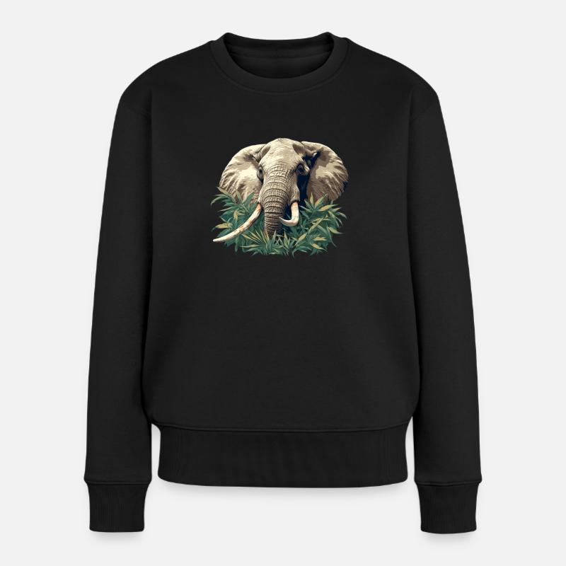 Elefanten Elefant - Frauen Premium Bio Pullover - Schwarz