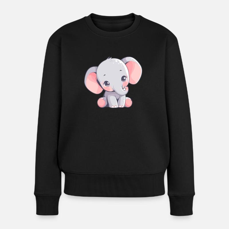Elefanten Elefant - Frauen Premium Bio Pullover - Schwarz