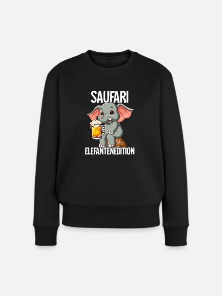 Saufari Elefantenedition Elefant Bier - Frauen Premium Bio Pullover - Schwarz