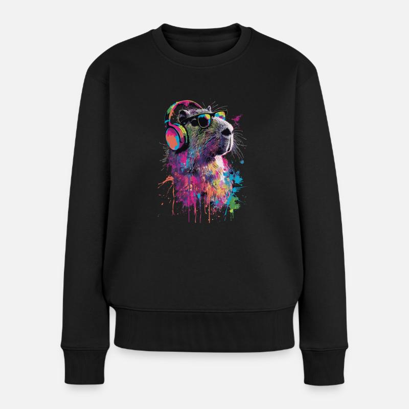 Capybara - Frauen Premium Bio Pullover - Schwarz