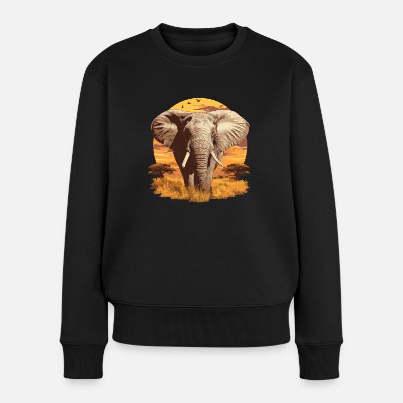 Elefanten Elefant - Frauen Premium Bio Pullover - Schwarz