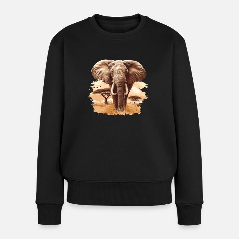 Elefanten Elefant - Frauen Premium Bio Pullover - Schwarz