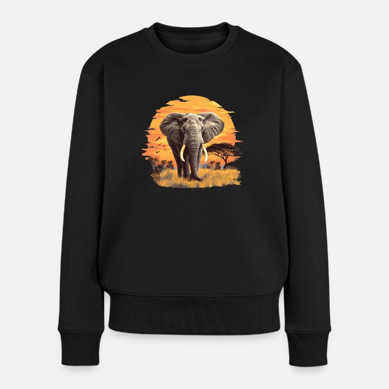 Elefanten Elefant - Frauen Premium Bio Pullover - Schwarz