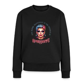 Pride LGBTQ Drag Queen Aphrodite Elegance - Frauen Premium Bio Pullover - Schwarz - Vorne - Julia (174cm)