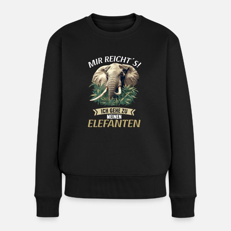 Elefanten Elefant - Frauen Premium Bio Pullover - Schwarz