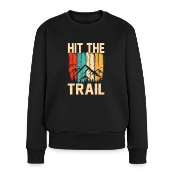 Bergläufer Joggen in den Bergen - Frauen Premium Bio Pullover - Schwarz - Vorne - Julia (174cm)