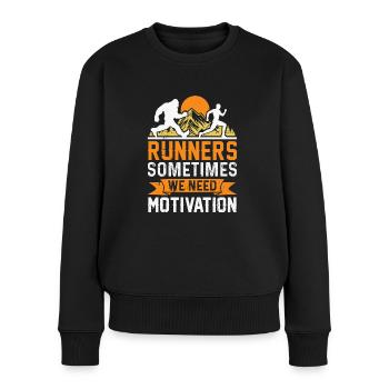 Bergläufer Joggen in den Bergen - Frauen Premium Bio Pullover - Schwarz - Vorne - Julia (174cm)