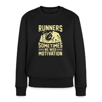 Bergläufer Joggen in den Bergen - Frauen Premium Bio Pullover - Schwarz - Vorne - Julia (174cm)