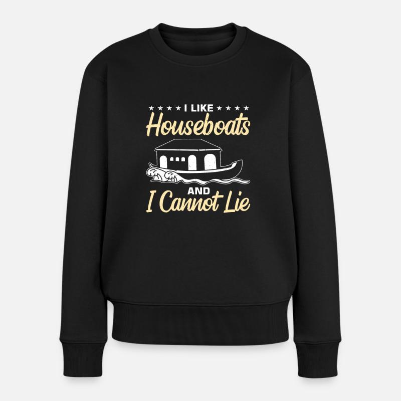 Witziger Hausboot Spruch - Frauen Premium Bio Pullover - Schwarz